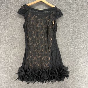 Jessica Simpson Dress Women 8 Black Floral Crochet Sheath Midi Zipper Lined